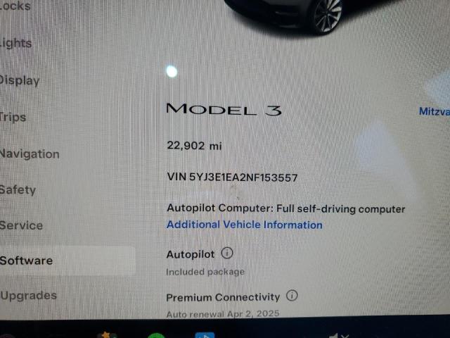 2022 TESLA MODEL 3 - 5YJ3E1EA2NF153557