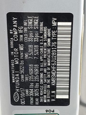 2018 HYUNDAI SANTA FE S - KM8SMDHF6JU289176