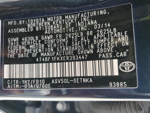 VIN 4T4BF1FKXER393447 2014 Toyota Camry, L no.13