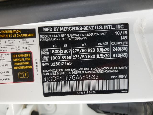 VIN 4JGDF6EE7GA669535 2016 Mercedes-Benz GL-Class, ... no.13