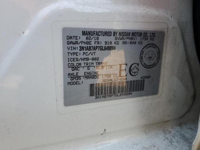 2016 NISSAN SENTRA S - 3N1AB7AP7GL649894