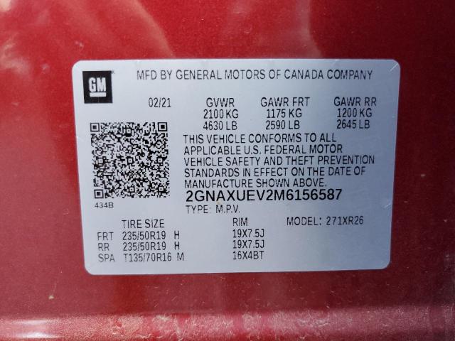 2021 CHEVROLET EQUINOX LT - 2GNAXUEV2M6156587
