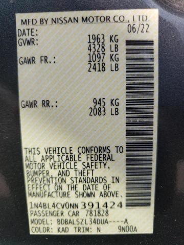 2022 NISSAN ALTIMA SR - 1N4BL4CV0NN391424