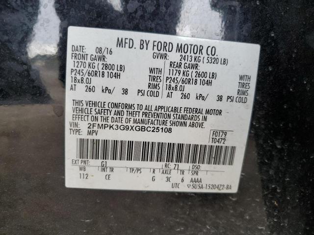 VIN 2FMPK3G9XGBC25108 2016 Ford Edge, SE no.13