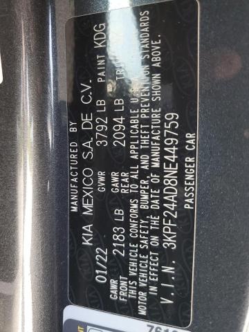 2022 KIA FORTE FE - 3KPF24AD8NE449759