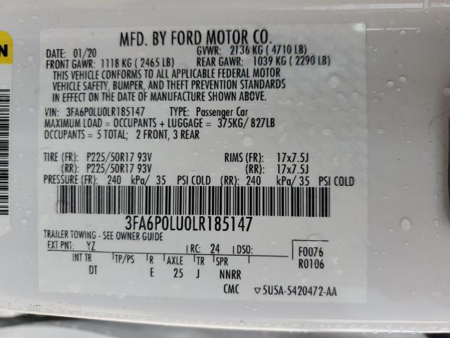 VIN 3FA6P0LU0LR185147 2020 Ford Fusion, SE no.13