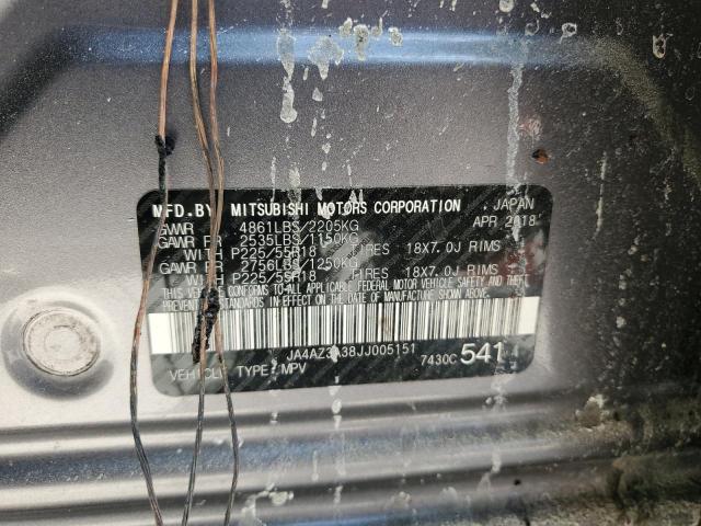 2018 MITSUBISHI OUTLANDER - JA4AZ3A38JJ005151