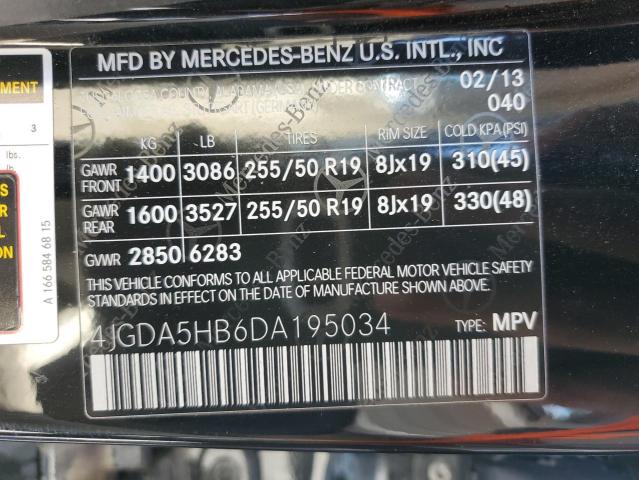 VIN 4JGDA5HB6DA195034 2013 Mercedes-Benz ML-Class, ... no.13