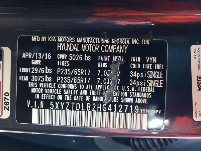 2017 HYUNDAI SANTA FE S - 5XYZTDLB2HG412719