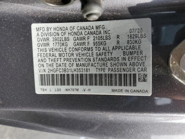 2020 HONDA CIVIC EX - 2HGFC3B31LH353181
