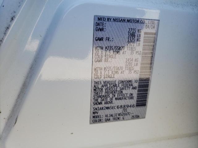 VIN 5N1AR2MN5EC688946 2014 Nissan Pathfinder, S no.13