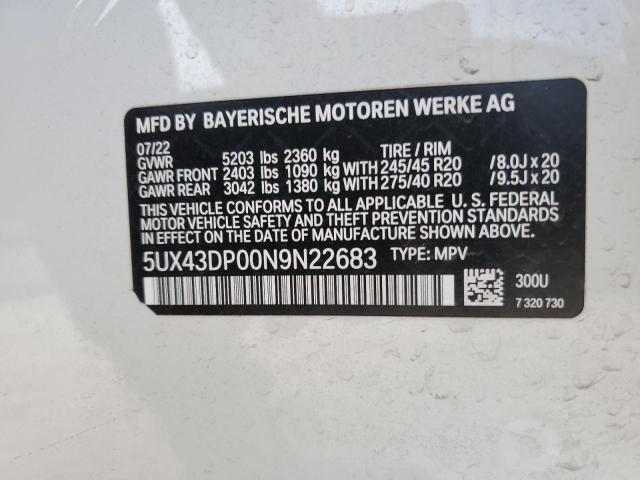 2022 BMW X3 SDRIVE3 - 5UX43DP00N9N22683
