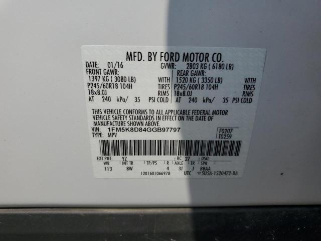 2016 FORD EXPLORER X - 1FM5K8D84GGB97797