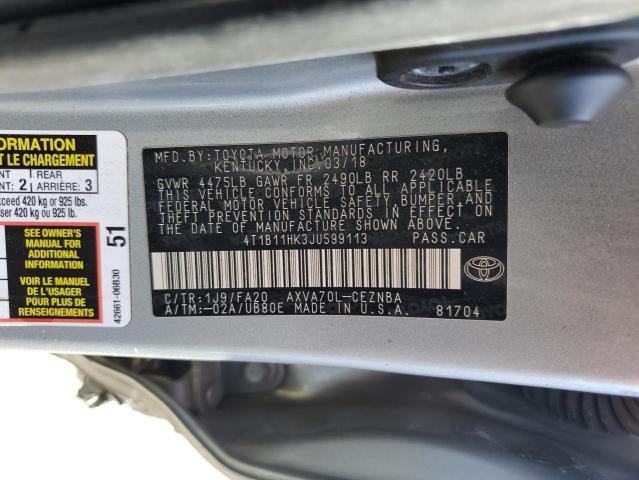 VIN 4T1B11HK3JU599113 2018 Toyota Camry, L no.12