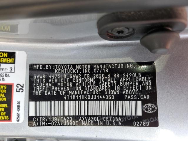 VIN 4T1B11HK0JU144350 2018 Toyota Camry, L no.12