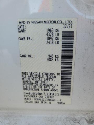 2022 NISSAN ALTIMA SR - 1N4BL4CV6NN319935