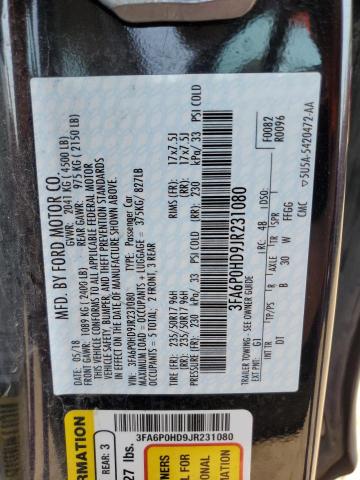 VIN 3FA6P0HD9JR231080 2018 Ford Fusion, SE no.12