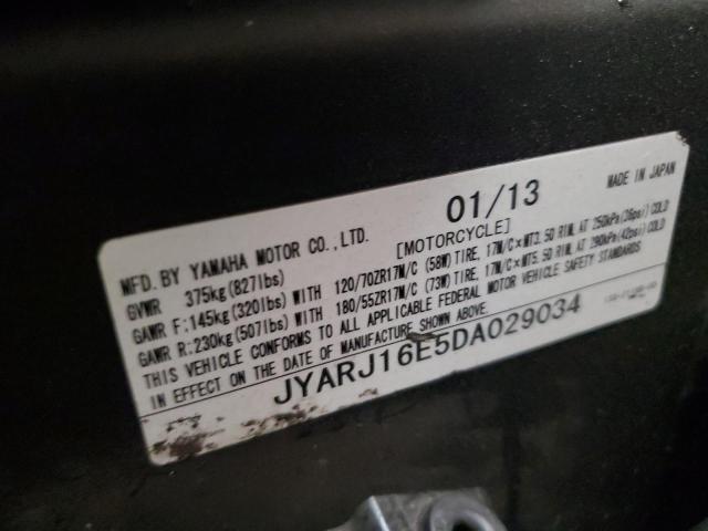 2013 YAMAHA YZFR6 JYARJ16E5DA029034