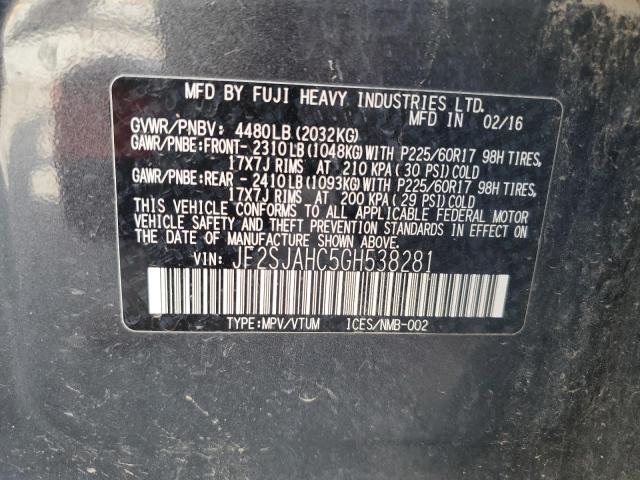 2016 SUBARU FORESTER 2 - JF2SJAHC5GH538281