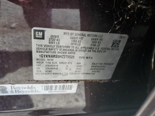 2017 CADILLAC XT5 - 1GYKNARS9HZ275520