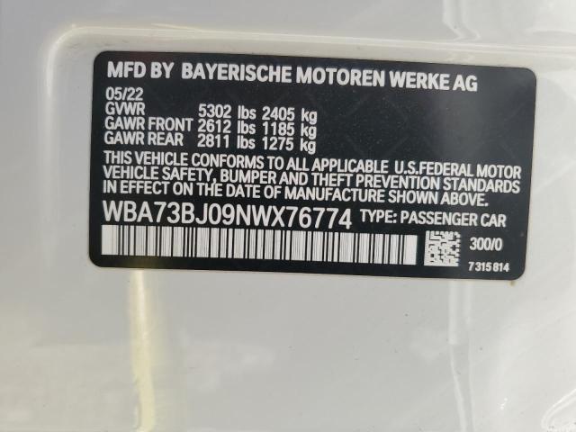 VIN WBA73BJ09NWX76774 2022 BMW 5 Series, 540 XI no.12