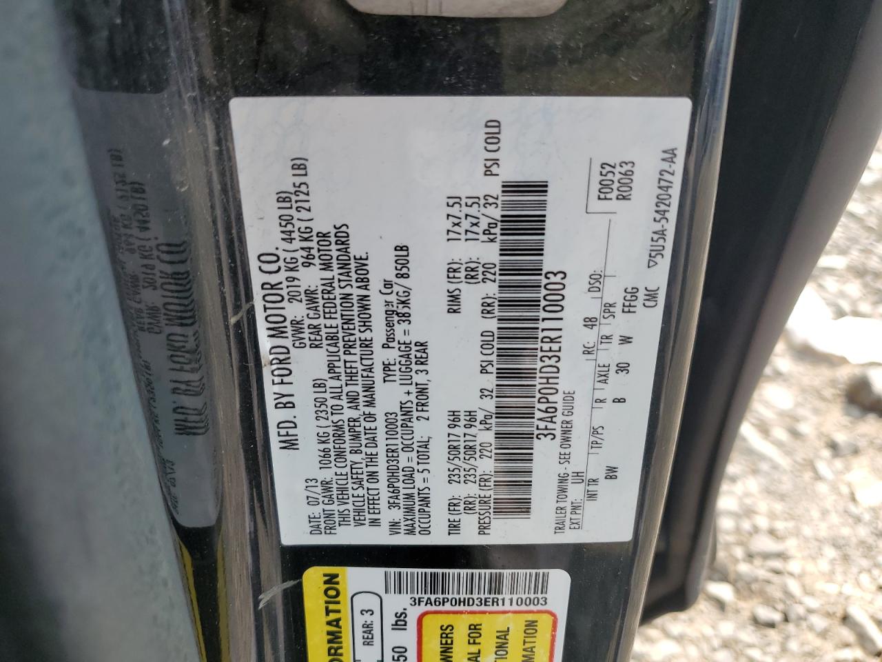 Lot #2996626522 2014 FORD FUSION SE