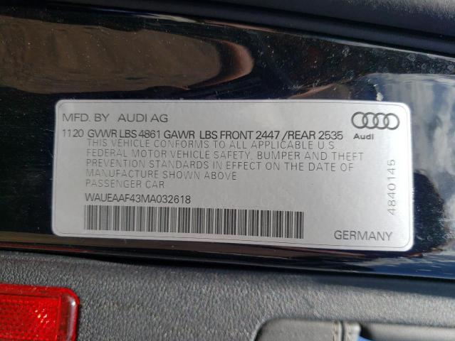 VIN WAUEAAF43MA032618 2021 Audi A4, Premium Plus 45 no.12