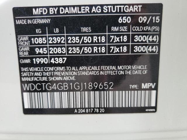 2016 MERCEDES-BENZ GLA 250 4M WDCTG4GB1GJ189652