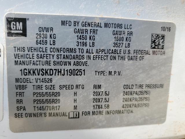 VIN 1GKKVSKD7HJ190251 2017 GMC Acadia, Slt-2 no.13