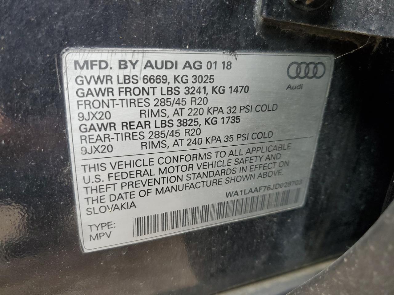 Lot #2954451237 2018 AUDI Q7 PREMIUM