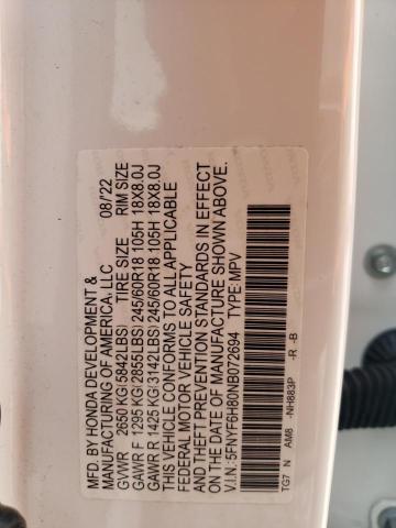 2022 HONDA PILOT TRAI 5FNYF6H80NB072694