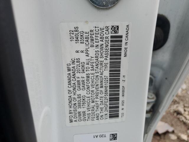 2022 HONDA CIVIC SPOR 2HGFE2F58NH610257  69855294