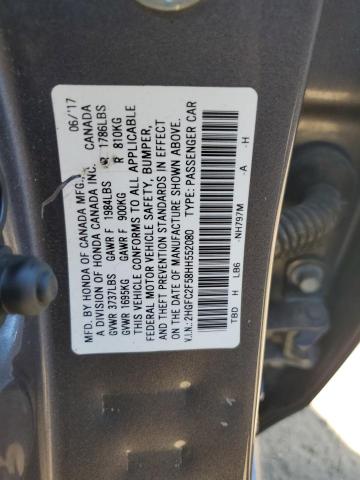 VIN 2HGFC2F58HH552080 2017 Honda Civic, LX no.12