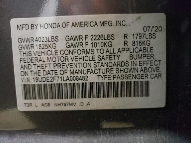 VIN 19UDE2F71LA008482 2020 Acura ILX, Premium no.12