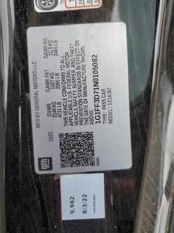 2022 CHEVROLET CAMARO LT1 1G1FF3D71N0105082