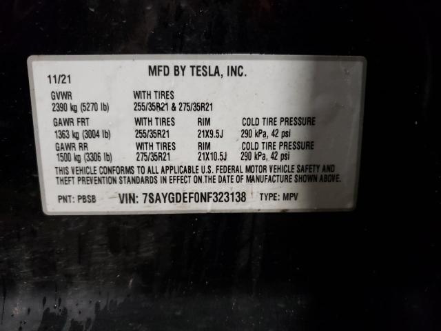 2022 TESLA MODEL Y - 7SAYGDEF0NF323138