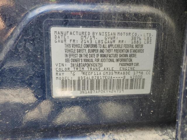 VIN 3N1AB7AP0KY424759 2019 Nissan Sentra, S no.13