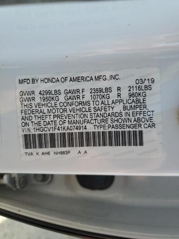 2019 HONDA ACCORD EX - 1HGCV1F41KA074914