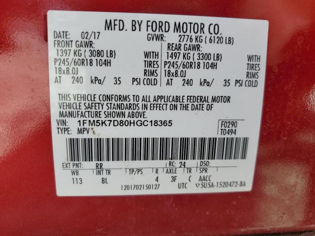 2017 FORD EXPLORER X - 1FM5K7D80HGC18365
