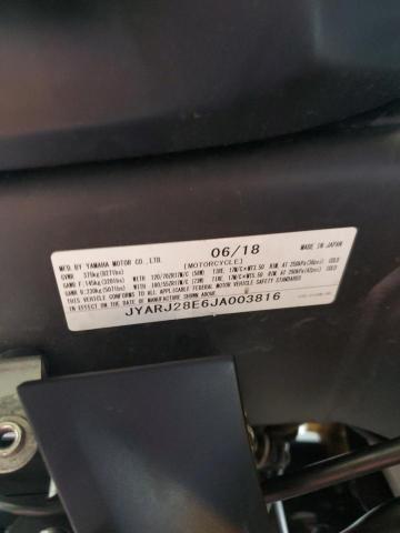 2018 YAMAHA YZFR6 JYARJ28E6JA003816