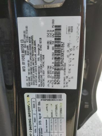 VIN 3FA6P0HD3KR231867 2019 Ford Fusion, SE no.12