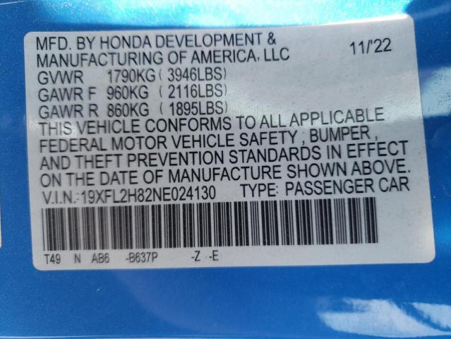 2022 HONDA CIVIC SPOR - 19XFL2H82NE024130