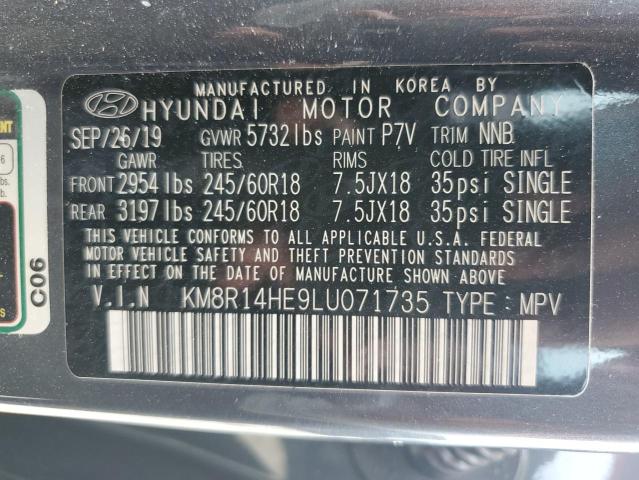 VIN KM8R14HE9LU071735 2020 Hyundai Palisade, SE no.13