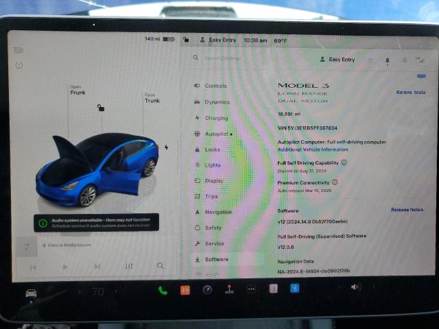 VIN 5YJ3E1EB5PF387834 2023 Tesla MODEL 3 no.9