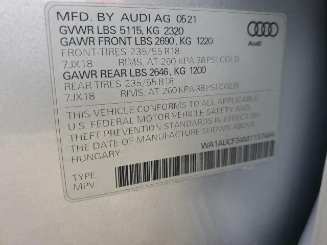 VIN WA1AUCF34M1137464 2021 AUDI Q3 no.12