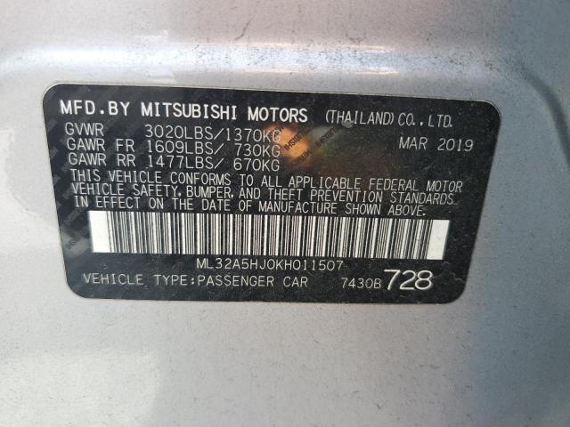 2019 MITSUBISHI MIRAGE LE ML32A5HJ0KH011507