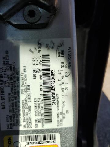 2016 FORD FUSION 4D 3FA6P0LU2GR204092