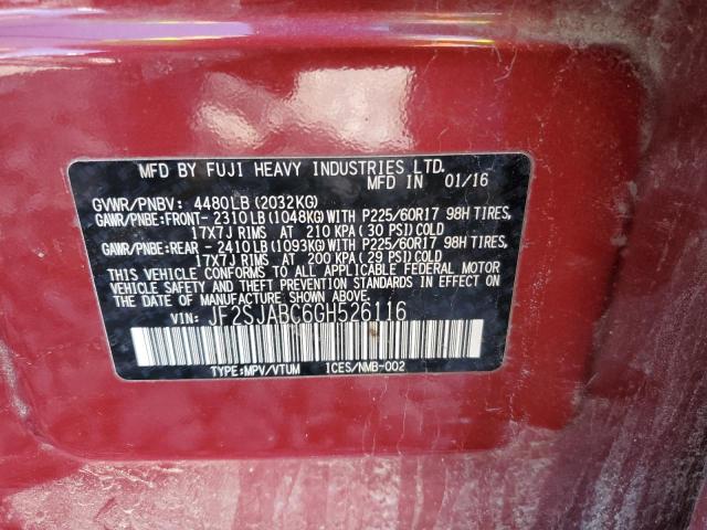 2016 SUBARU FORESTER 2 - JF2SJABC6GH526116