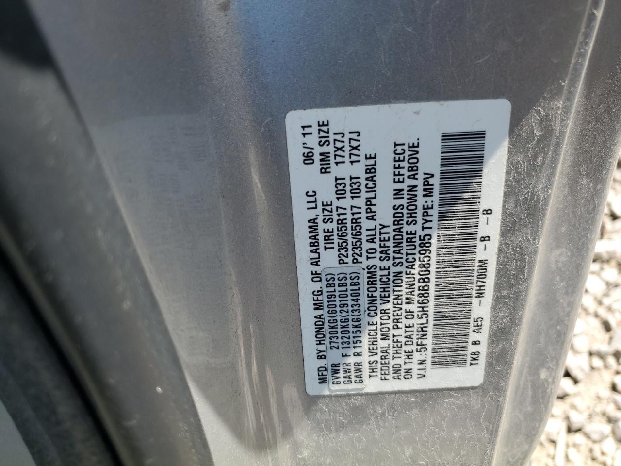 Lot #3268925210 2011 HONDA ODYSSEY EX