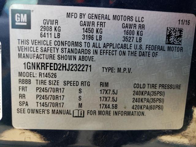 VIN 1GNKRFED2HJ232271 2017 Chevrolet Traverse, LS no.13